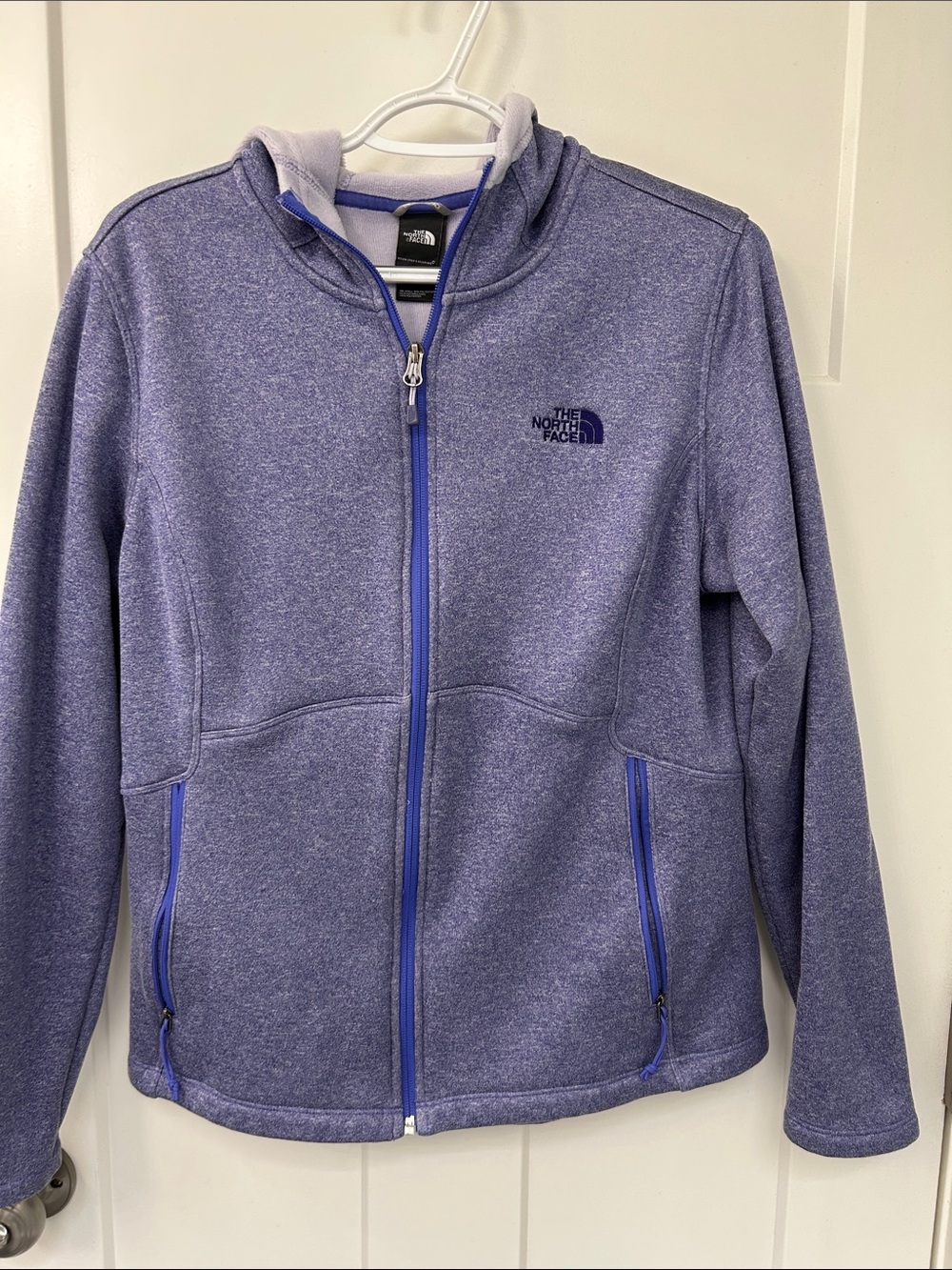 The North Face Heather Purple Full-Zip Hoodie with Bright Zip Accents